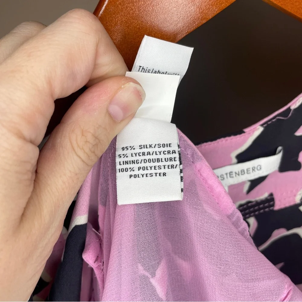 Diane Von Furstenberg - Daran Print Pink & Black Silk Cocktail Dress- Size 2 - Picture 5 of 10
